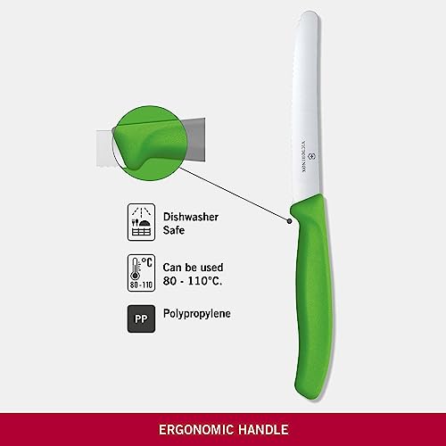 Victorinox Swiss Classic 4.3-inch Wavy Edge Tomato and Table Knife, Green