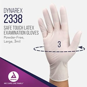 Dynarex Safe-Touch Disposable Latex Exam Gloves, Powder-Free, Used in Healthcare and Professional Settings, Bisque, Large, 1 Case, 10 Boxes of 100 Gloves