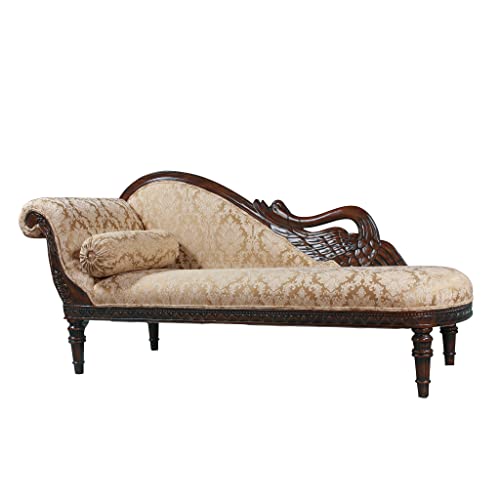 Design Toscano Swan Fainting Left Version Couch, 73", walnut