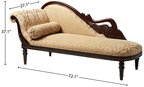 Design Toscano Swan Fainting Left Version Couch, 73", walnut