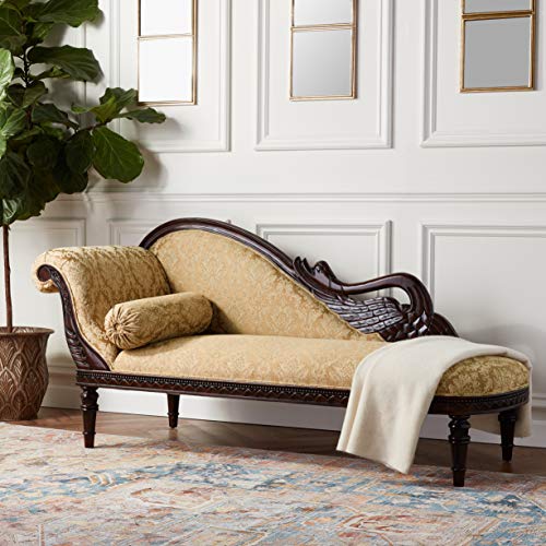 Design Toscano Swan Fainting Left Version Couch, 73", walnut