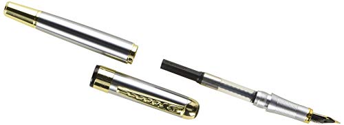 Jinhao 250 Stainless Steel Gold Trim Fountain Pen - Medium