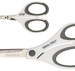 SINGER 07175 Sewing and Detail Scissors Set with Comfort Grip,White,pink