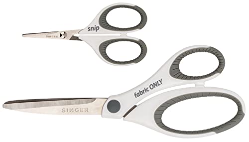 SINGER 07175 Sewing and Detail Scissors Set with Comfort Grip,White,pink