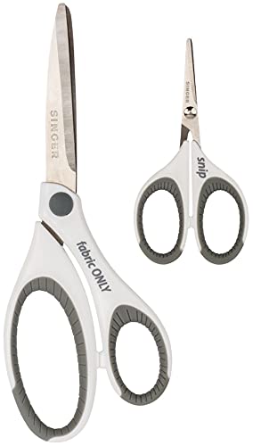 SINGER 07175 Sewing and Detail Scissors Set with Comfort Grip,White,pink