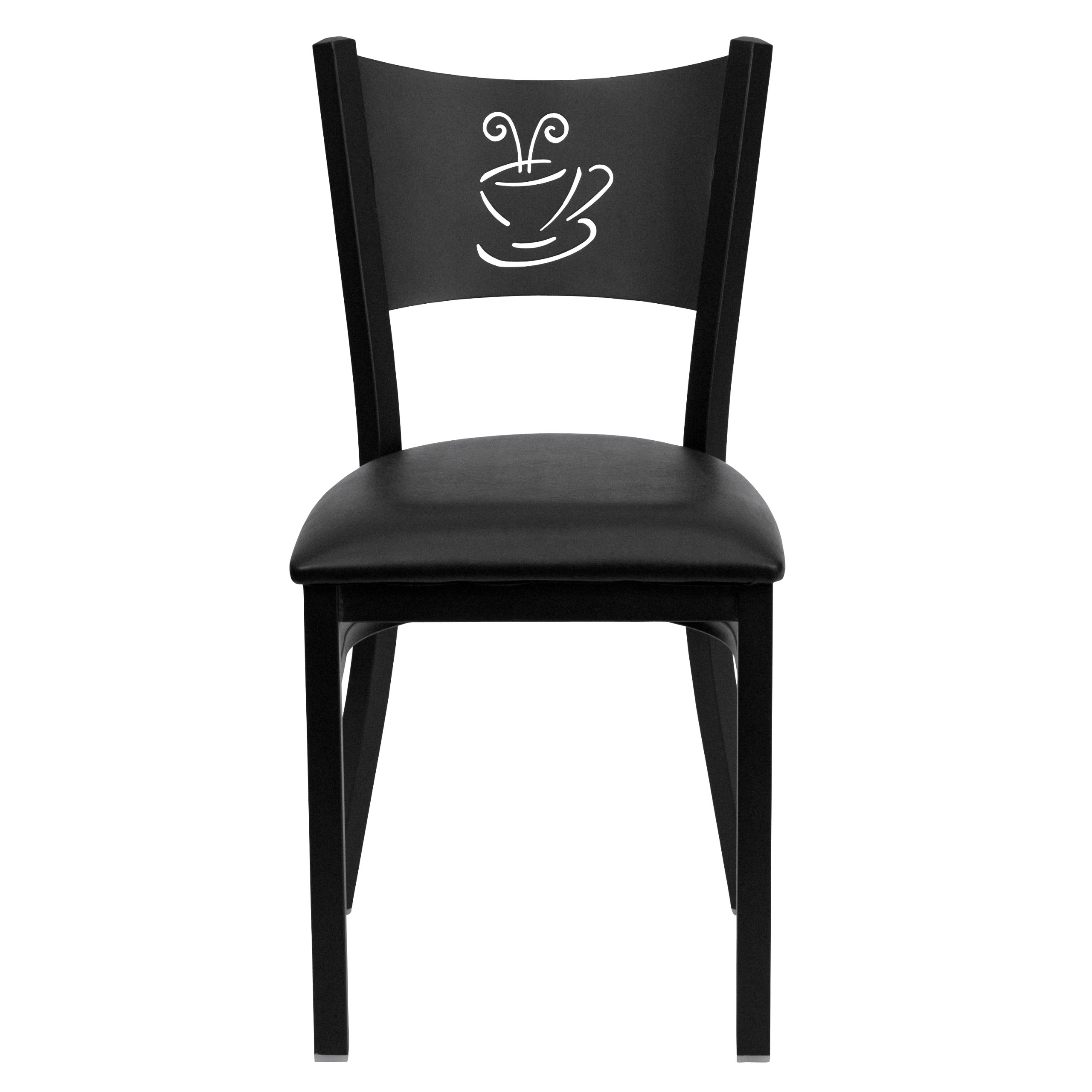 Flash Furniture HERCULES Series Black Coffee Back Metal Restaurant Chair - Black Vinyl Seat