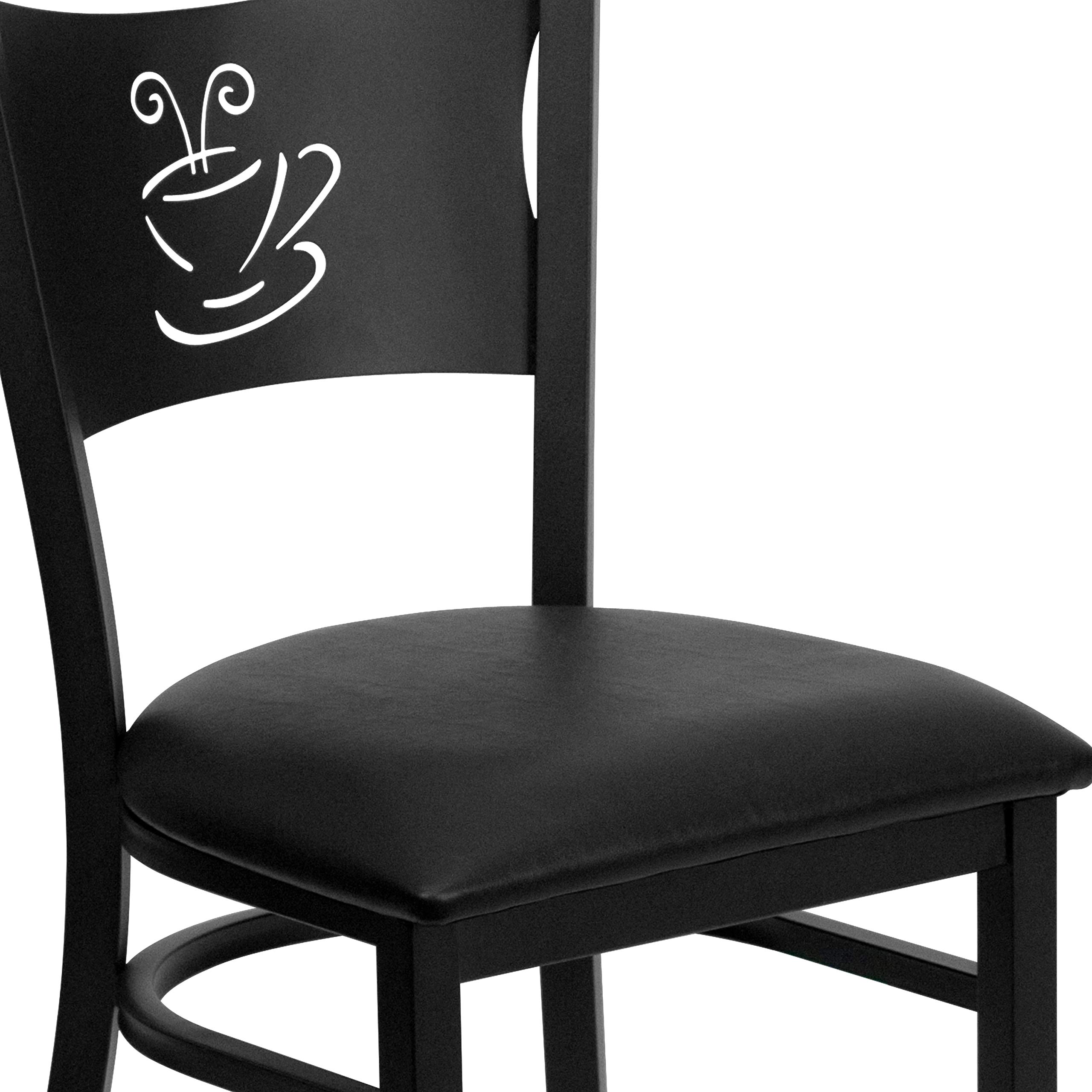 Flash Furniture HERCULES Series Black Coffee Back Metal Restaurant Chair - Black Vinyl Seat