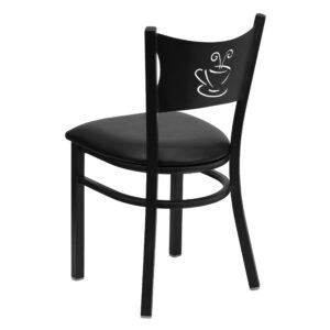 Flash Furniture HERCULES Series Black Coffee Back Metal Restaurant Chair - Black Vinyl Seat