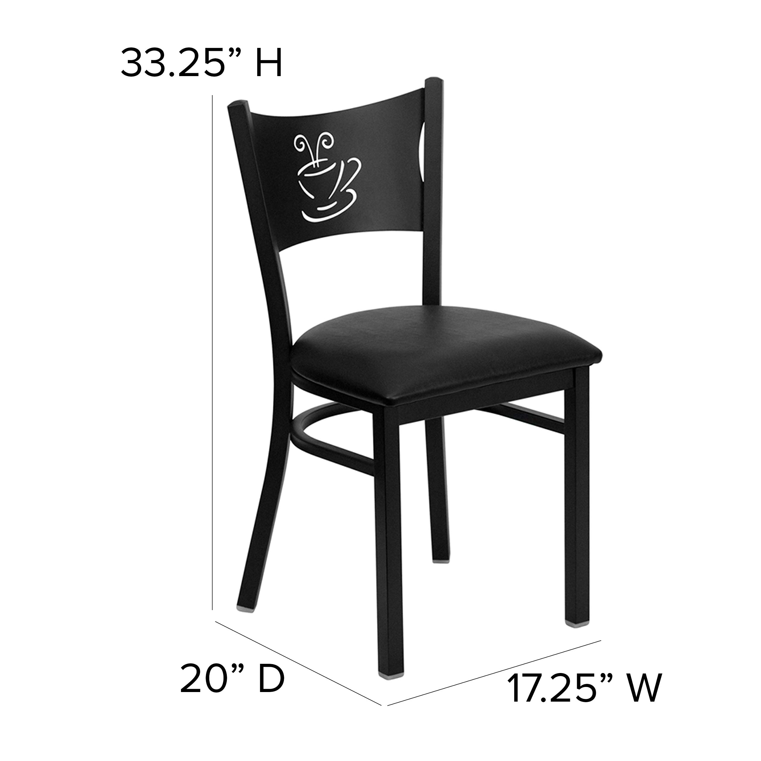 Flash Furniture HERCULES Series Black Coffee Back Metal Restaurant Chair - Black Vinyl Seat