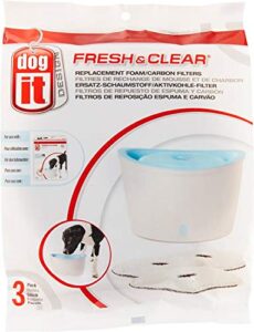 dogit replacement drinking water fountain filters, 3-pack – replacement filters for dogit fresh & clear drinking water fountain and zeus h2eau elevated dog and cat drinking water fountain