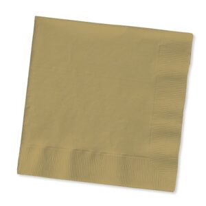 creative converting paper beverage napkins, 5" x 5", glittering gold