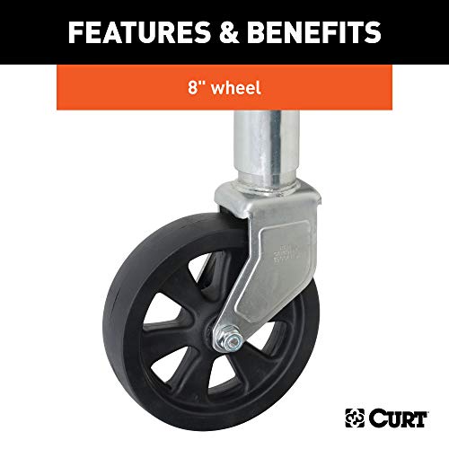 CURT 28116 Marine Boat Trailer Jack with 8-Inch Wheel, 1,500 lbs. 11 Inches Vertical Travel