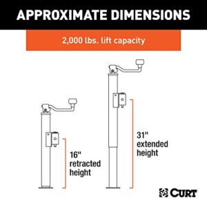 CURT 28323 Weld-On Pipe-Mount Swivel Trailer Jack, 2,000 lbs. 15 Inches Vertical Travel