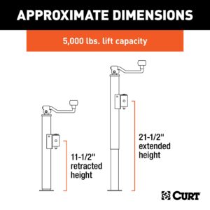 CURT 28351 Weld-On Pipe-Mount Swivel Trailer Jack, 5,000 lbs. 10-3/4 Inches Vertical Travel