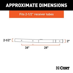 CURT 45048 Trailer Hitch Receiver Adapter Reducer, 2-1/2 to 2-Inch, 34-In Extension, 4,500 lbs , Black