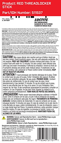 Loctite 268 Red Threadlocker Glue Stick: All-Purpose, High-Strength, Anaerobic, for Heavy-Duty Applications, Works on All Metals | Red, 9 Gram Wax Stick (PN: 37701-511537)