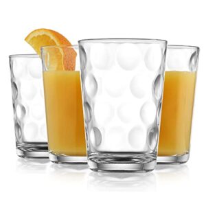 home essentials & beyond juice glasses set of 4 tumbler glass cups 7 oz uses for juice, water, cocktails, and more beverages. dishwasher safe…