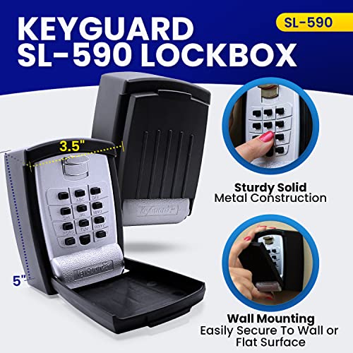 KeyGuard SL-590 Punch Button Key Storage Wall Mount Lock Box, Black Finish