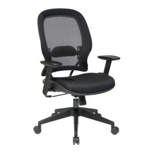 space seating professional airgrid back and mesh seat, 2-to-1 synchro, adjustable arms and tilt tension task chair, dark grey