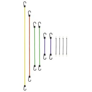 smartstraps adjustable bungee cord, assorted colors, 10 pack – includes two 12”, two 24”, one 36”, one 48”, and four mini bungee cords – ideal for securing luggage, gas cans, and coolers to vehicles