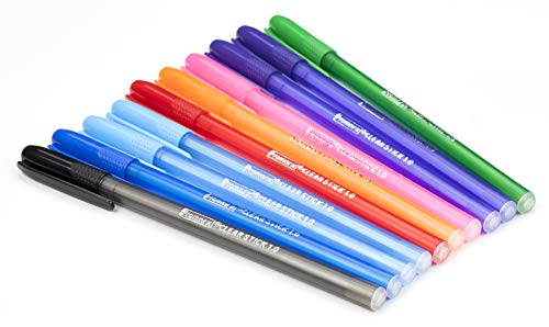 Promarx Fashion Stick Ballpoint Pens, 1.0 mm, Assorted Colored Ink, 10-Count