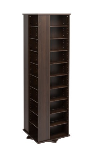 Prepac Large Four-Sided Spinning Tower Storage Cabinet, Espresso