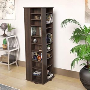 Prepac Large Four-Sided Spinning Tower Storage Cabinet, Espresso