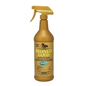 farnam bronco gold horse fly spray, grooming aid, coat conditioner, 32 ounces, quart spray