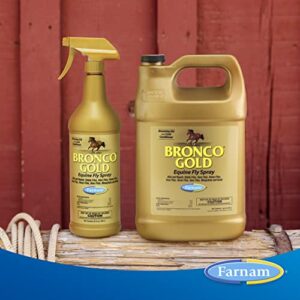 Farnam Bronco Gold Horse Fly Spray, Grooming Aid, Coat Conditioner, 32 Ounces, Quart Spray