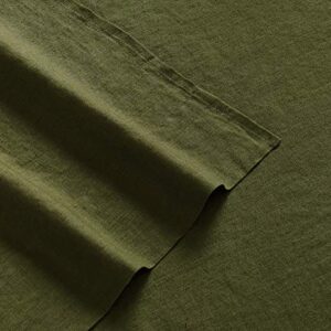 Brooklyn Loom Flax Linen Sheet Set, King, Olive Green