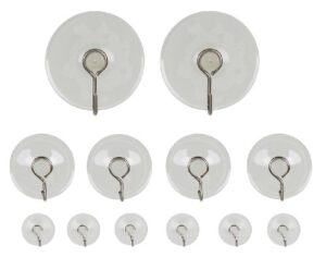 darice assorted suction cup with hooks, 12 pieces, clear