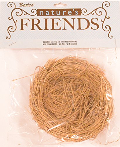 Darice Bird Nest with Wire, 5", 5", Brown