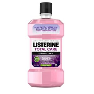 listerine total care alcohol-free anticavity fluoride mouthwash, 6 benefit oral rinse to help kill 99% of germs that cause bad breath, strengthen enamel, fresh mint flavor, 16.9 fl oz (pack of 1),