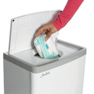 Janibell M400DS ABS 13-Gallon Commercial Diaper Disposal System with Extra Odor Control, Foot Pedal, Rectangular, 15-3/4" Width x 11-69/100" Depth x 25-1/5" Height, White / Gray