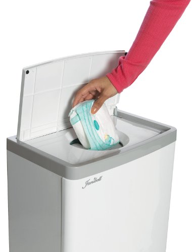 Janibell M400DS ABS 13-Gallon Commercial Diaper Disposal System with Extra Odor Control, Foot Pedal, Rectangular, 15-3/4" Width x 11-69/100" Depth x 25-1/5" Height, White / Gray