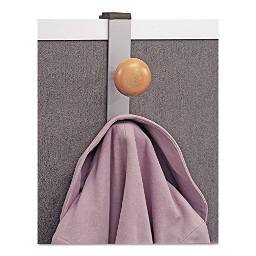 ALBA PM2PARTBO Cubicle Garment Peg, 2-Hook, 1 1/5 x 1 3/8 x 7 9/10, Metallic Grey