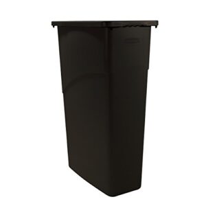 slim jim rubbermaid container - standard base - 23-gallon capacity - black - black