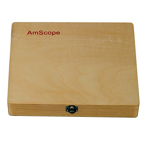 AmScope PS100B Prepared Microscope Slide Set for Basic Biological Science Education, 100 Slides, Set B, Includes Fitted Wooden Case