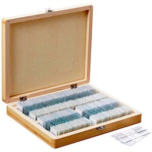 AmScope PS100D Prepared Microscope Slide Set for Basic Biological Science Education, 100 Anatomy and Botany Slides, Set D, Includes Fitted Wooden Case