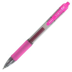 zebra pen sarasa retractable gel ink pens, medium point 0.7mm, fuchsia color, rapid dry ink, 12-count