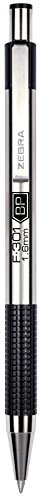 Zebra Pen F-301 Retractable Ballpoint Pen, Stainless Steel Barrel, Bold Point, 1.6mm, Black Ink, 1-Pack