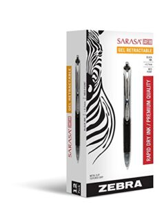 zebra pen 46410 zebra sarasa se retractable gel ink pens, medium point 0.7mm, black rapid dry ink, 12-count