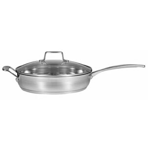 scanpan impact 11” saute pan with lid - made of durable 18/10 stainless steel - dishwasher & oven safe