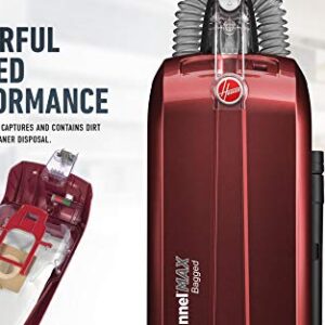 Hoover WindTunnel Max Bagged Upright Vacuum Cleaner, with HEPA Media Filtration, 30ft. Power Cord, UH30600, Red