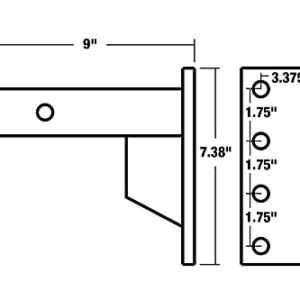 Buyers Products PM87 3-Position Pintle Hook Mount, Black, 9 in. Shank