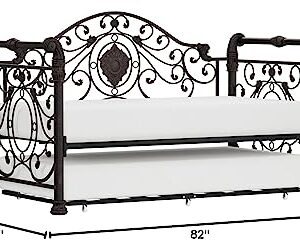 Hillsdale Mercer Metal Sleigh Daybed with Suspension Deck and Trundle in Brown