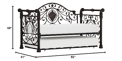 Hillsdale Mercer Metal Sleigh Daybed with Suspension Deck and Trundle in Brown