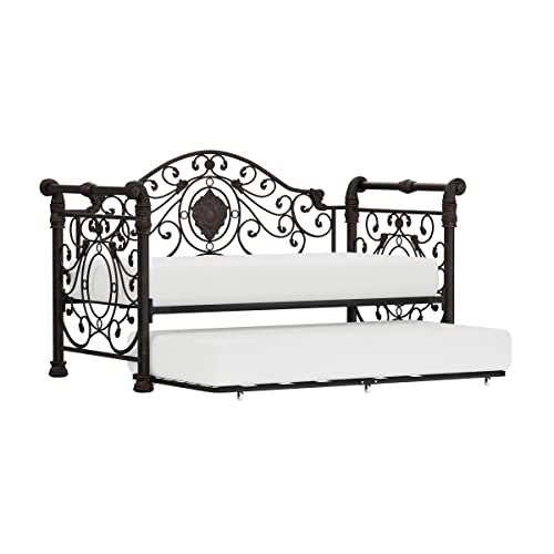 Hillsdale Mercer Metal Sleigh Daybed with Suspension Deck and Trundle in Brown