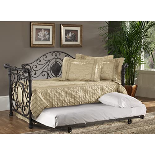 Hillsdale Mercer Metal Sleigh Daybed with Suspension Deck and Trundle in Brown