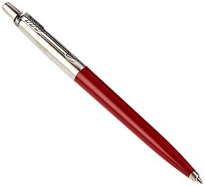 1 x parker jotter retractable ball point pen, red barrel, black ink, medium point